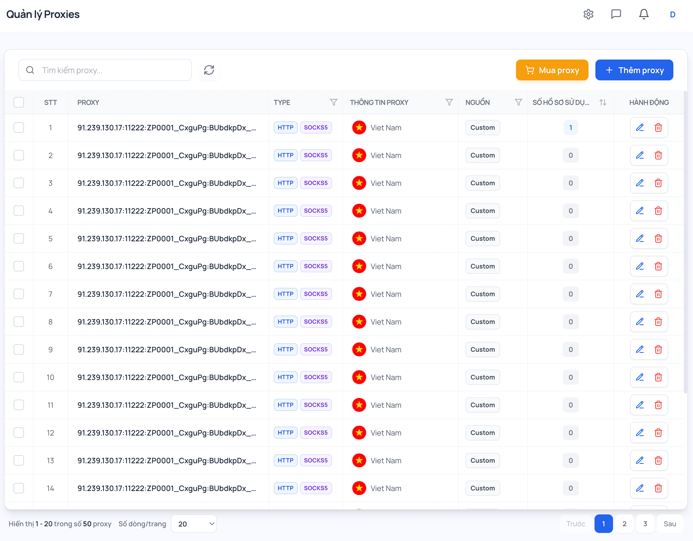 Quản lý proxy AnBrowser